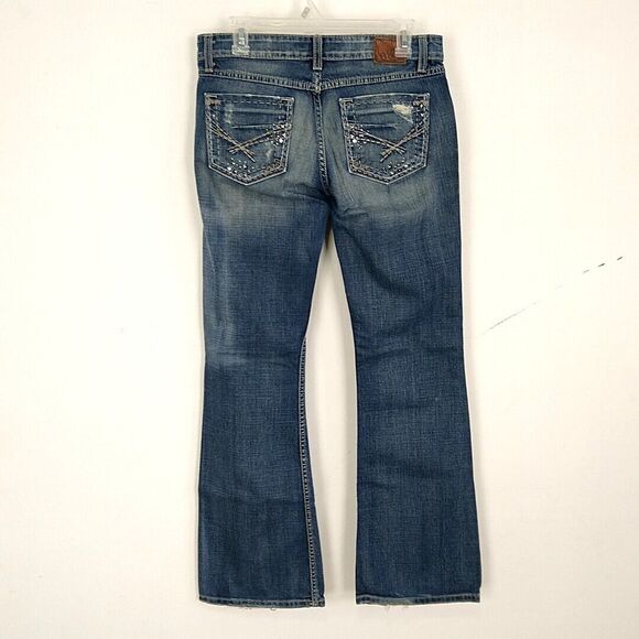 BKE Womens sz 29 Jeans Sabrina Boot Cut Dark Wash Faded Denim - Picture 2 of 5